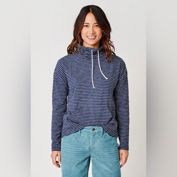 Carve Designs Bodie Funnel Neck Organic Cotton Nautical Navy Stripe , Small - Picture 1 of 9